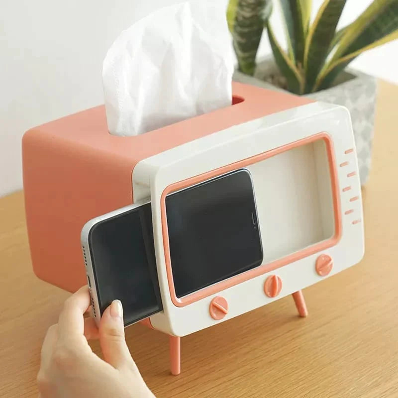 Creative TV Tissue Box Holder With Phone Holder Stornfield