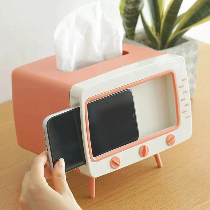 Creative TV Tissue Box Holder With Phone Holder Stornfield