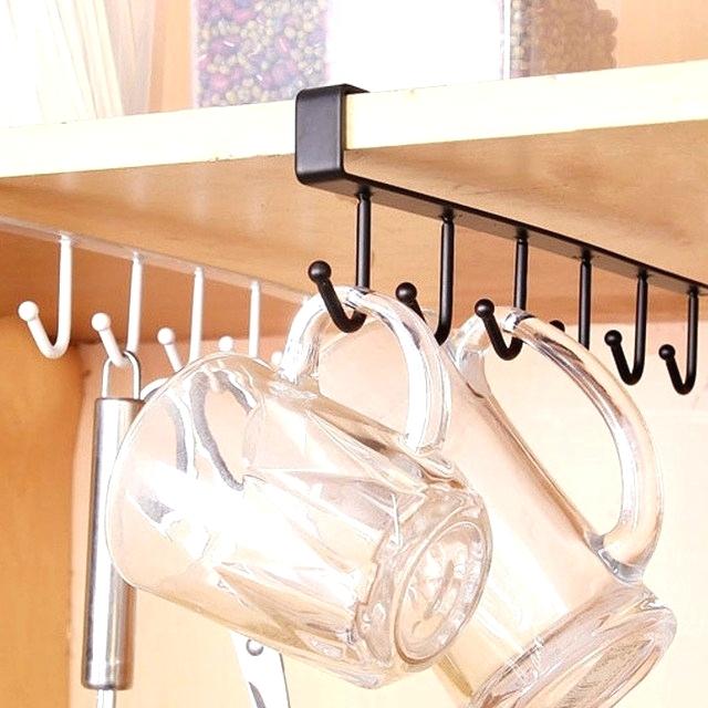 Cabinet Under Shelf 6 Hooks Iron Hanging Rack Stornfield