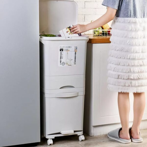 3-Layer Storage Dustbin With Wheels 42L Stornfield