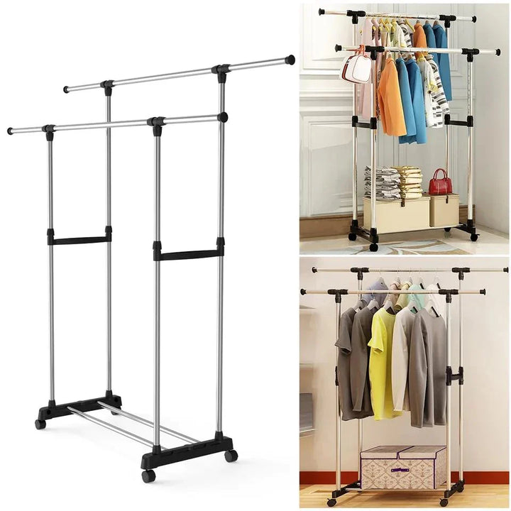 Double Pole Cloth Rail With Wheels Stornfield