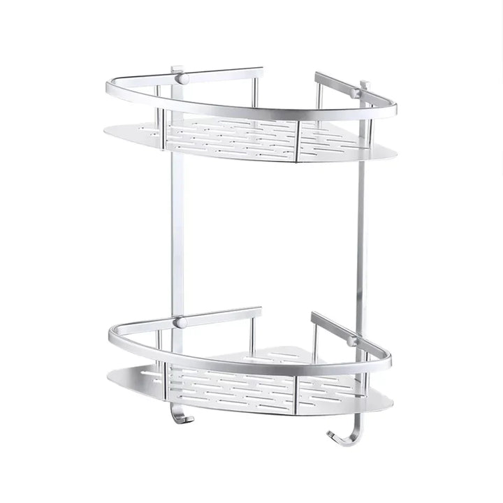 2 Layer Aluminum Steel Corner Bathroom Shelf Stornfield