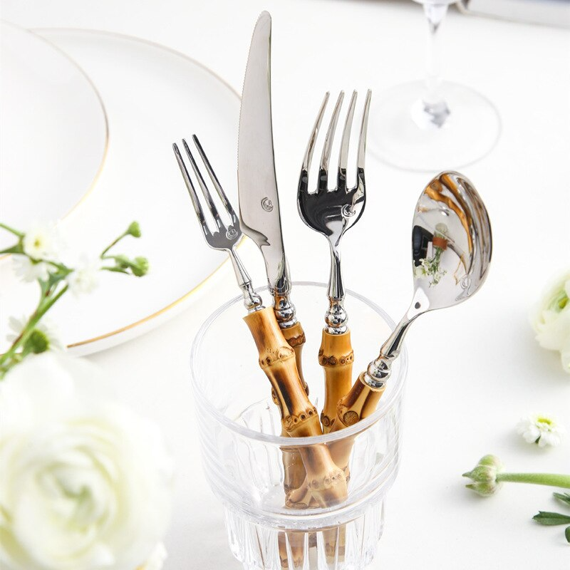 Arashiyama Bamboo & Stainless Steel Cutlery Set – Natural Elegance | Stornfield