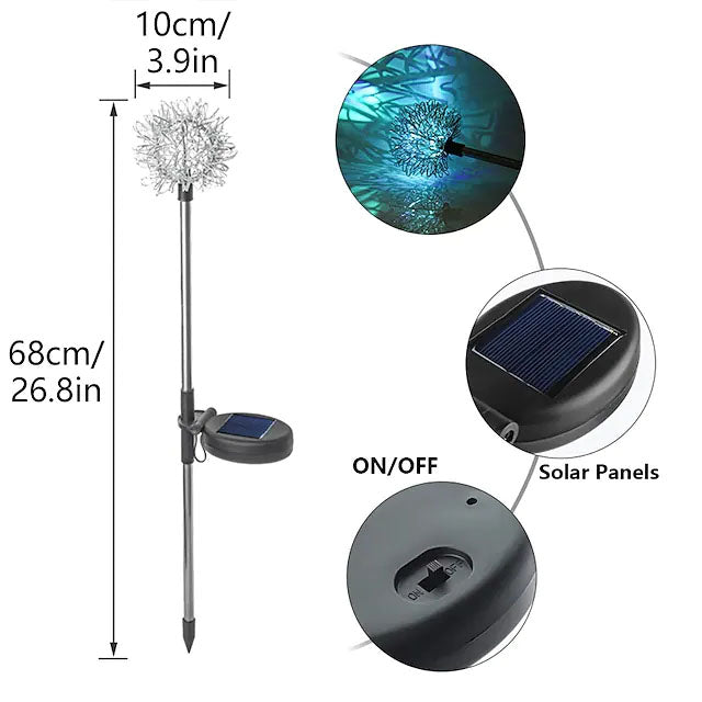Stornfield | 2-Pack : lumières de jardin à dandelion solaires extérieures