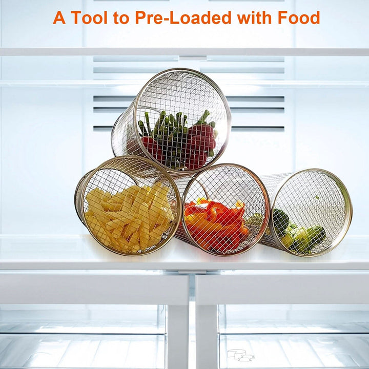 Stornfield | 2 pièces : Panier roulant portable BBQ Grill rond en acier inoxydable