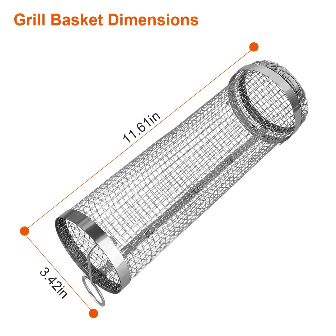 Stornfield | 2 pièces : Panier roulant portable BBQ Grill rond en acier inoxydable