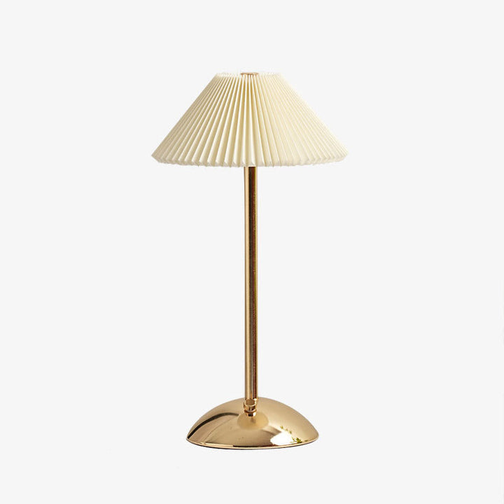 Stornfield | Lampe de table LED en tissu plissé conique rechargeable scandinave contemporain pour la table de chevet