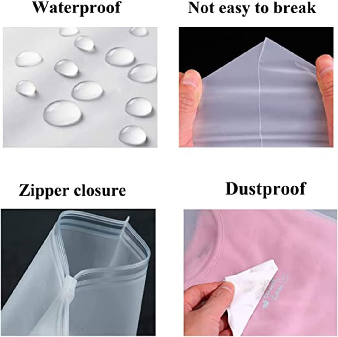 Multi-Purpose Frosted Zip Storage Bags – 20-Pack Plastic Garment Sleeves (Buy 2 Sets, Take 1 FREE) | Stornfield