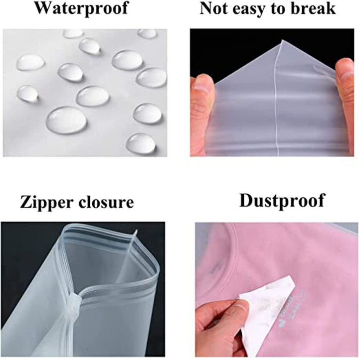 Multi-Purpose Frosted Zip Storage Bags – 20-Pack Plastic Garment Sleeves (Buy 2 Sets, Take 1 FREE) | Stornfield