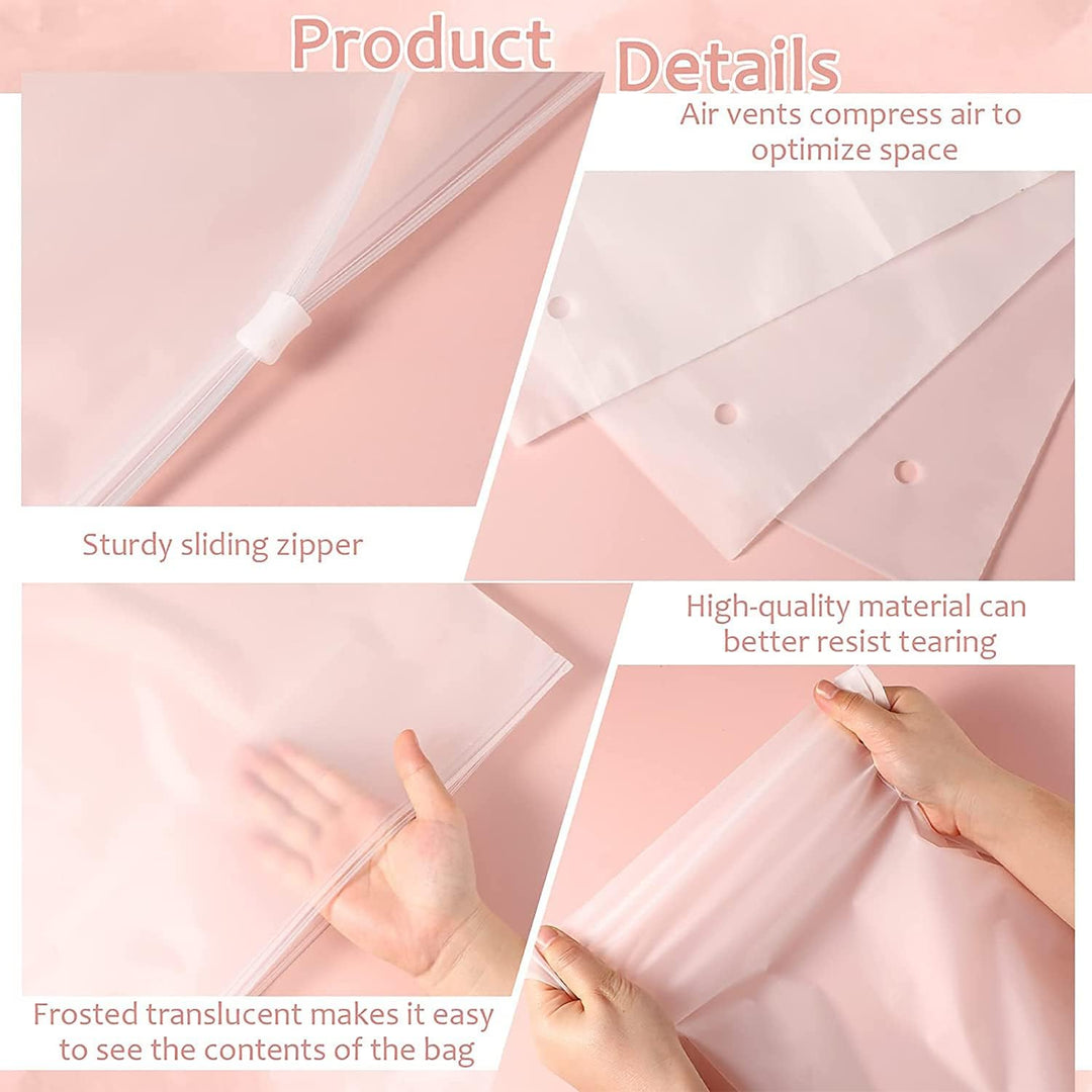 Multi-Purpose Frosted Zip Storage Bags – 20-Pack Plastic Garment Sleeves (Buy 2 Sets, Take 1 FREE) | Stornfield