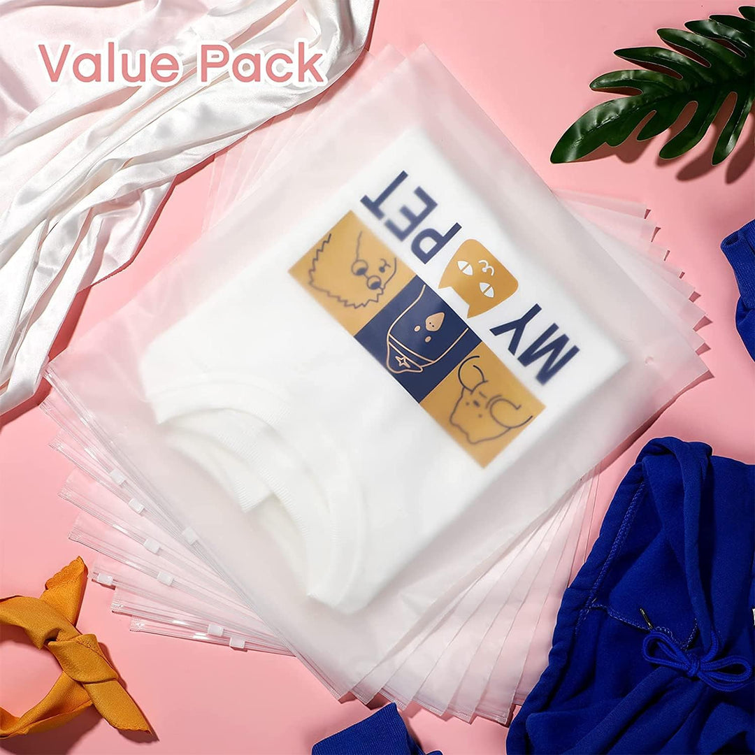 Multi-Purpose Frosted Zip Storage Bags – 20-Pack Plastic Garment Sleeves (Buy 2 Sets, Take 1 FREE) | Stornfield