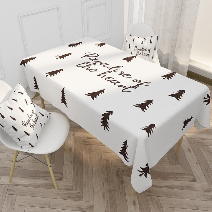 Festive Printed Waterproof Polyester Holiday Rectangular Tablecloth and Cushion Cover Set