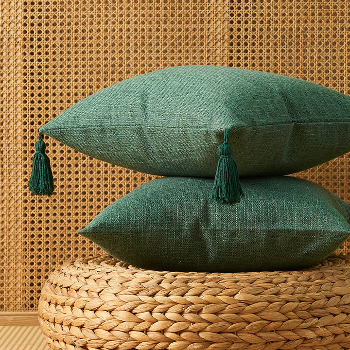Artisan Textured Throw Pillow with Tassels