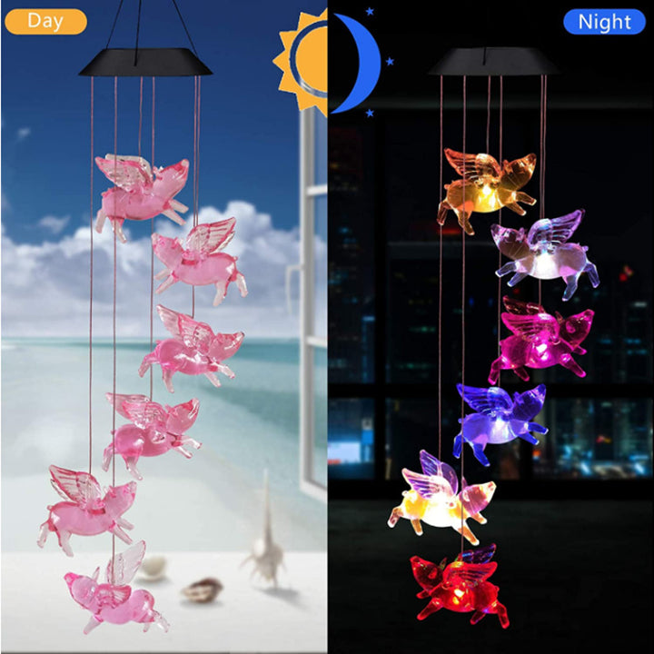 LED Solar Butterfly Wind Chime Garden Hanging Light Stornfield