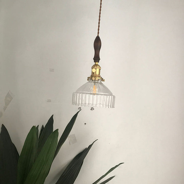 Rustic Pendant Lamp with Rippled Glass - Industrial Design | Stornfield