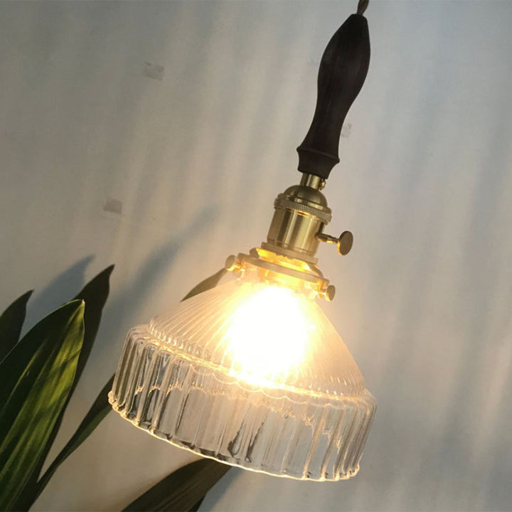 Rustic Pendant Lamp with Rippled Glass - Industrial Design | Stornfield