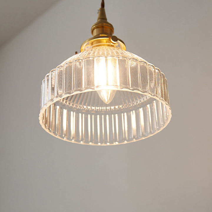 Rustic Pendant Lamp with Rippled Glass - Industrial Design | Stornfield