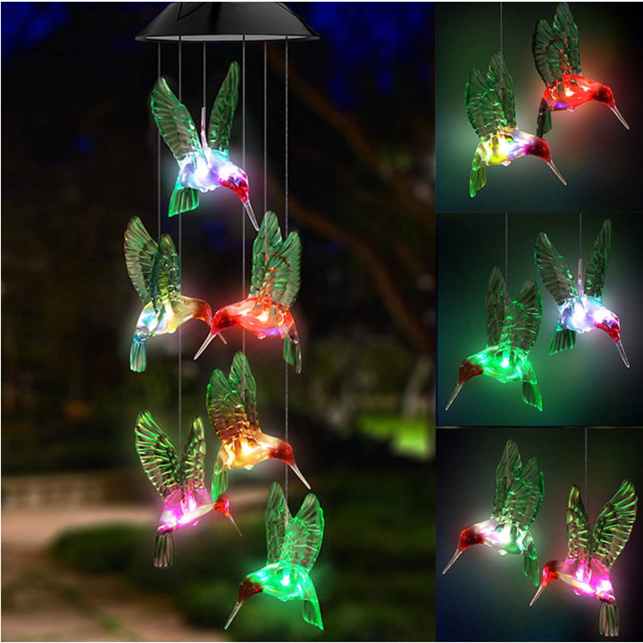LED Solar Butterfly Wind Chime Garden Hanging Light Stornfield