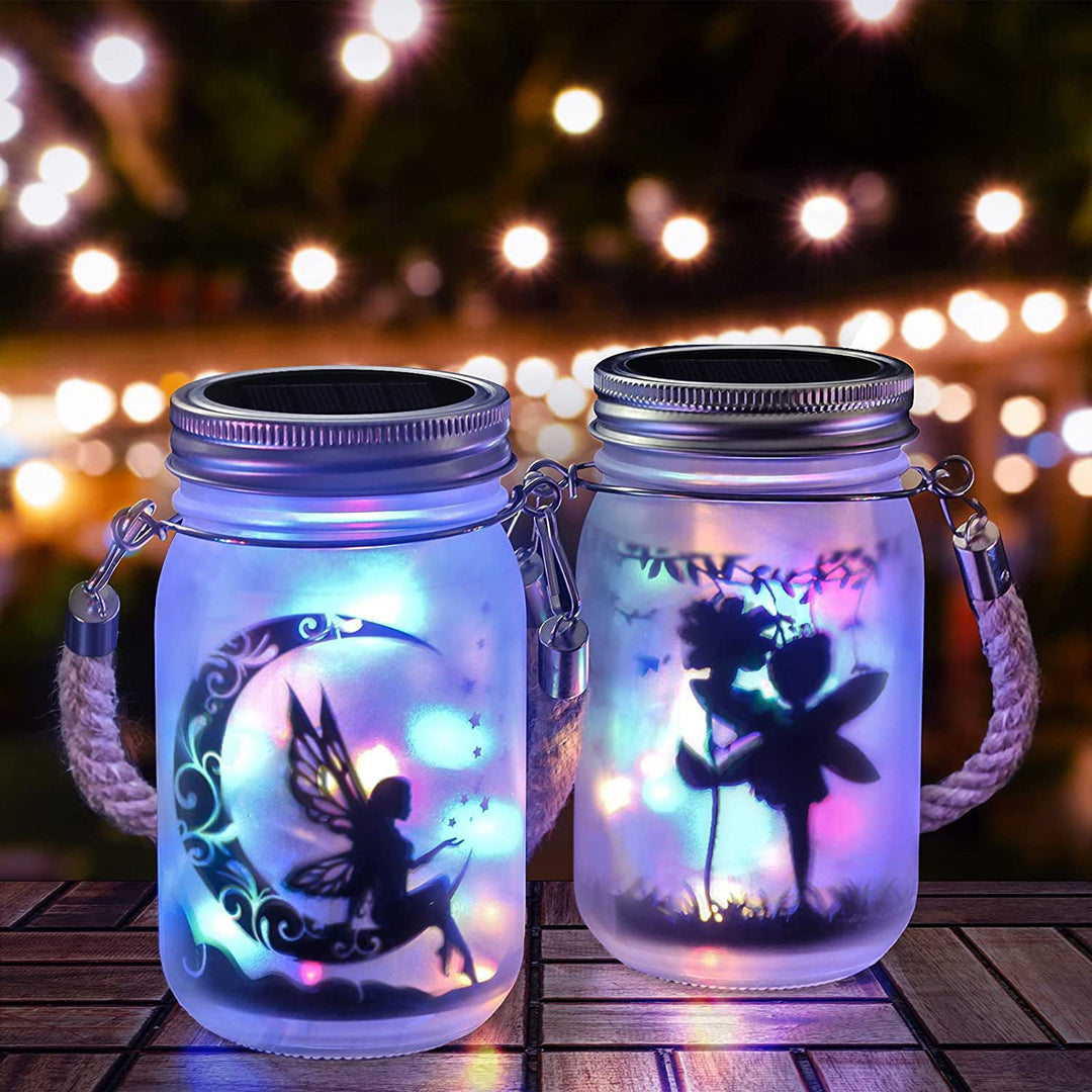 Solar Creative Fairy Frosted Glass Jar LED Outdoor Light | Stornfield
