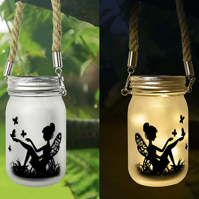 Solar Creative Fairy Frosted Glass Jar LED Outdoor Light | Stornfield