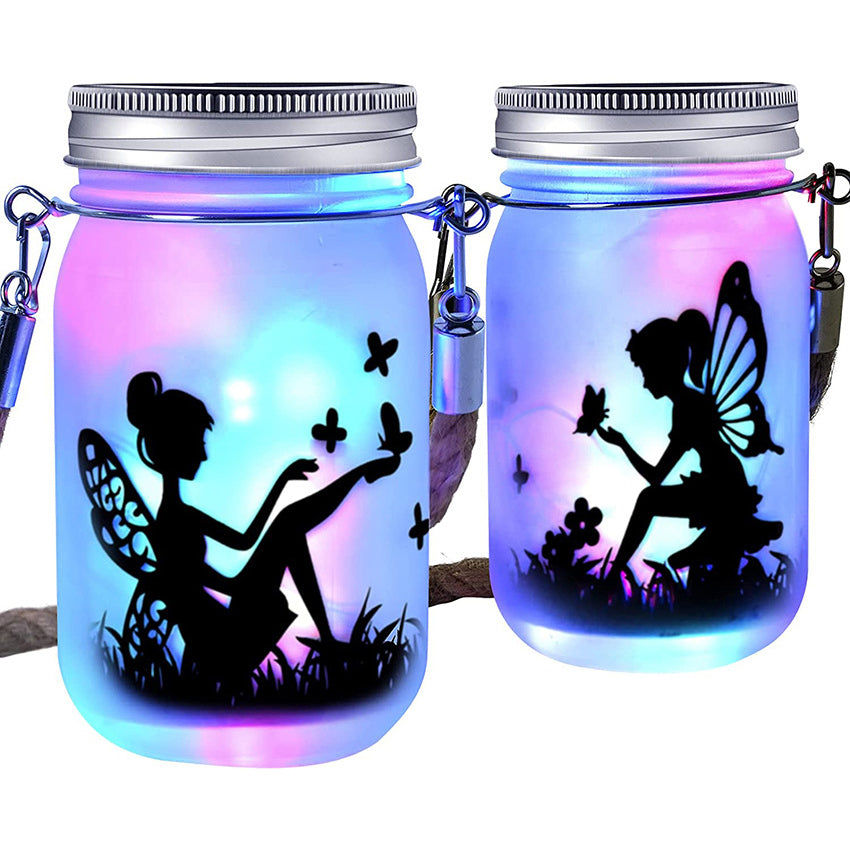 Solar Creative Fairy Frosted Glass Jar LED Outdoor Light | Stornfield
