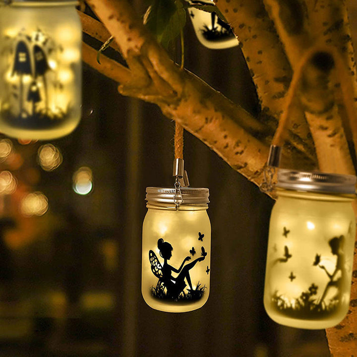 Solar Creative Fairy Frosted Glass Jar LED Outdoor Light | Stornfield
