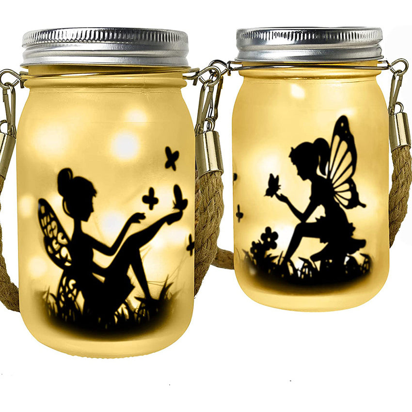 Solar Creative Fairy Frosted Glass Jar LED Outdoor Light | Stornfield