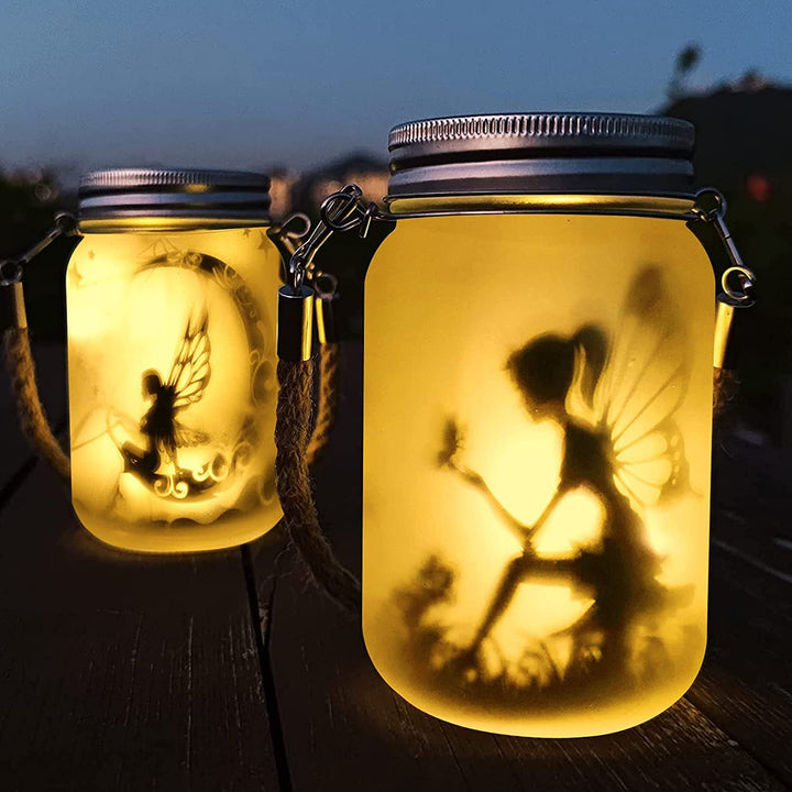 Solar Creative Fairy Frosted Glass Jar LED Outdoor Light | Stornfield