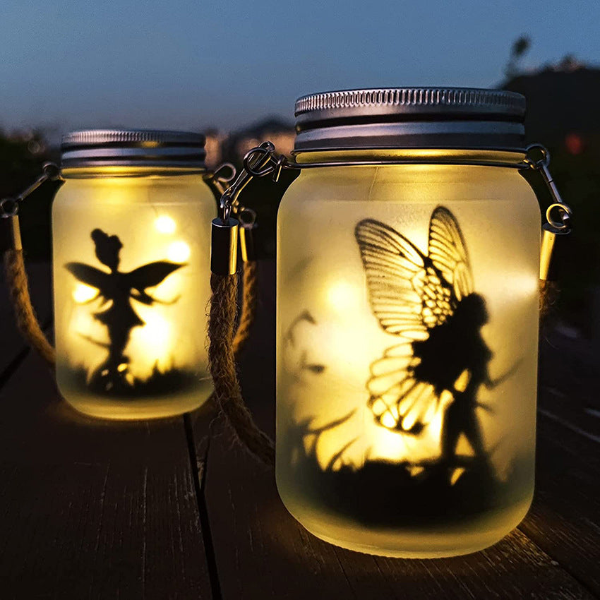 Solar Creative Fairy Frosted Glass Jar LED Outdoor Light | Stornfield