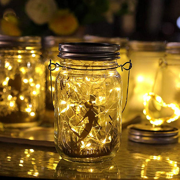 Solar Creative Fairy Frosted Glass Jar LED Outdoor Light | Stornfield