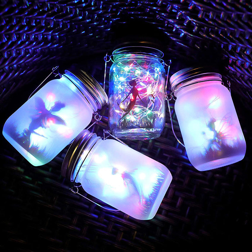 Solar Creative Fairy Frosted Glass Jar LED Outdoor Light | Stornfield