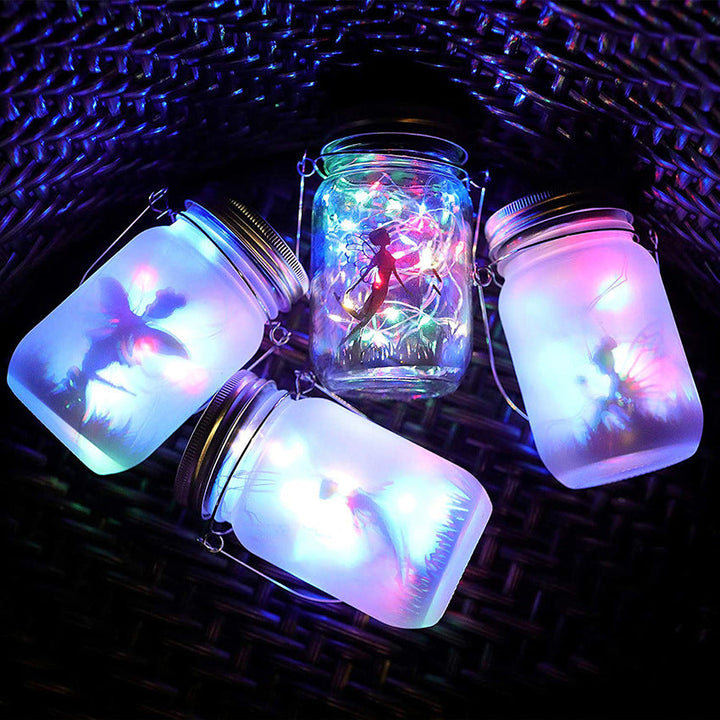 Solar Creative Fairy Frosted Glass Jar LED Outdoor Light | Stornfield