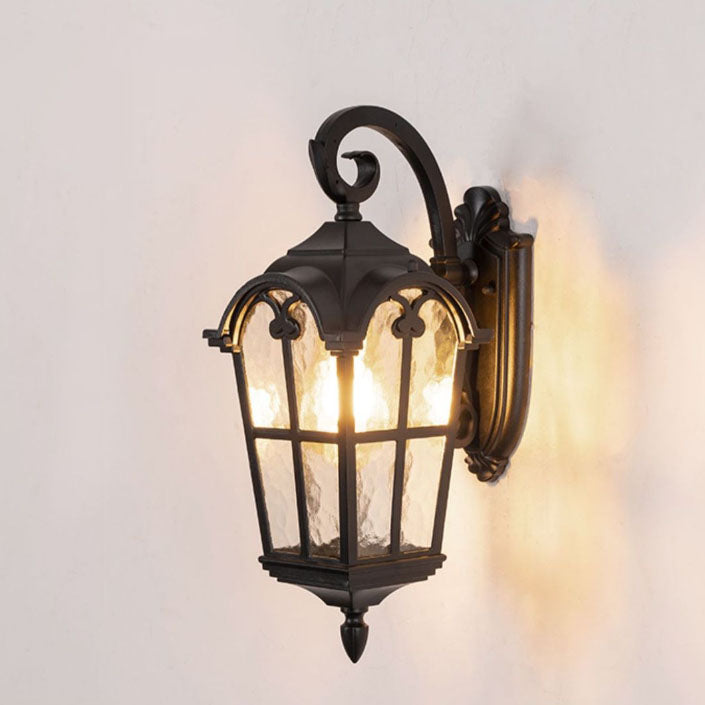 Traditional European Quadrilateral Window Shape Aluminum Glass 1-Light Wall Sconce Lamp For Outdoor Patio | Stornfield