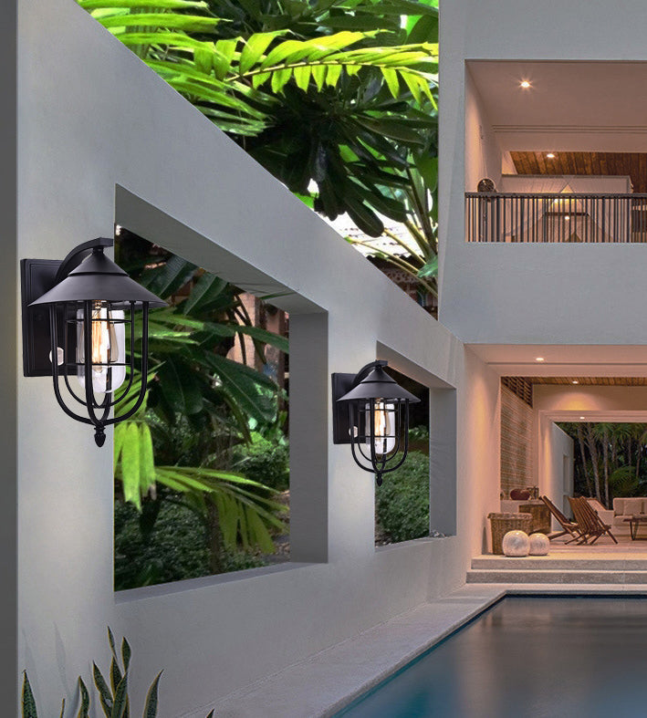 Contemporary Industrial Iron Waterproof Human Body Sensing 1-Light Outdoor Wall Sconce Lamp For Outdoor Patio | Stornfield