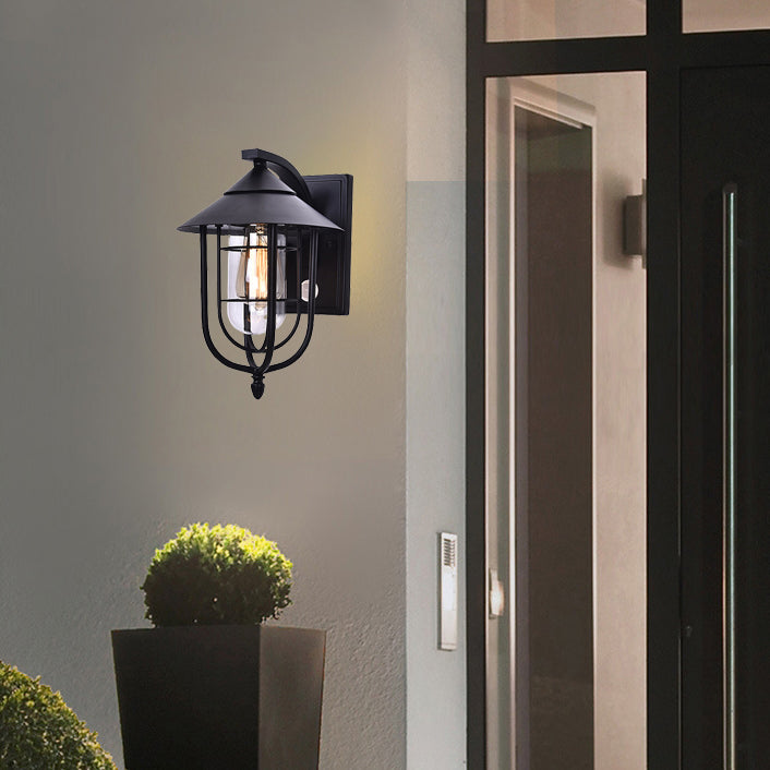 Contemporary Industrial Iron Waterproof Human Body Sensing 1-Light Outdoor Wall Sconce Lamp For Outdoor Patio | Stornfield