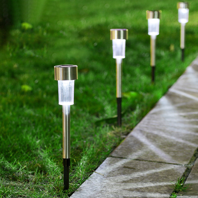 Modern Minimalist Waterproof Solar Cylinder Plastic Stainless Steel LED Landscape Light For Garden | Stornfield