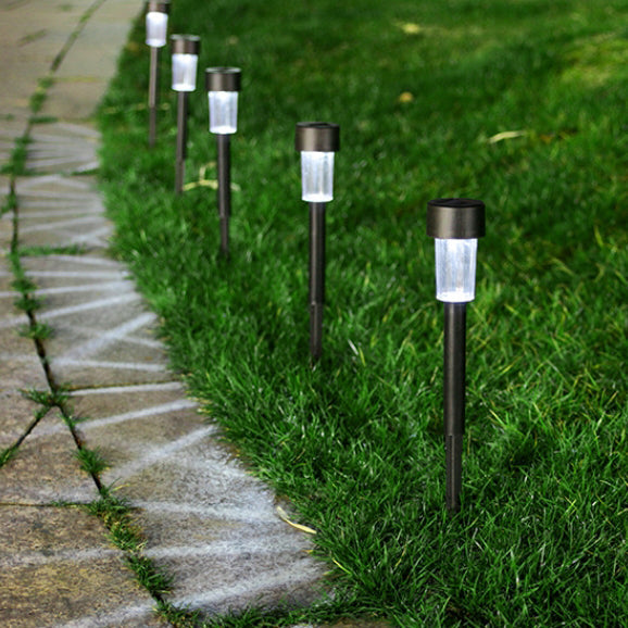 Modern Minimalist Waterproof Solar Cylinder Plastic Stainless Steel LED Landscape Light For Garden | Stornfield