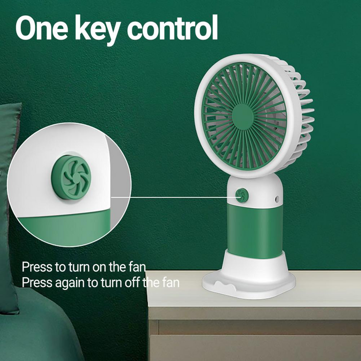 MTech Portable Handheld Fan – Strong Wind, Noiseless, Rechargeable Mini Fan With Base | Stornfield