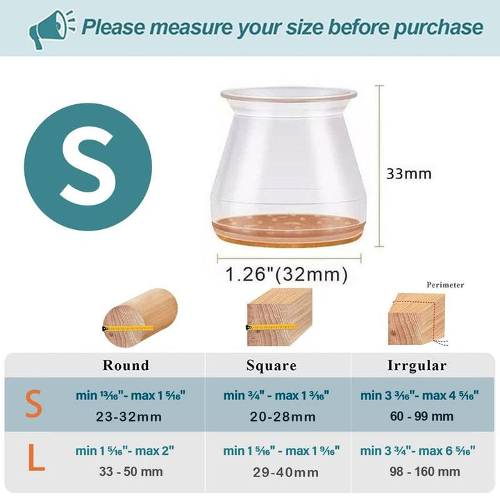 Stornfield | Clear Silicone Chair Leg Caps with Integrated Felt Pads