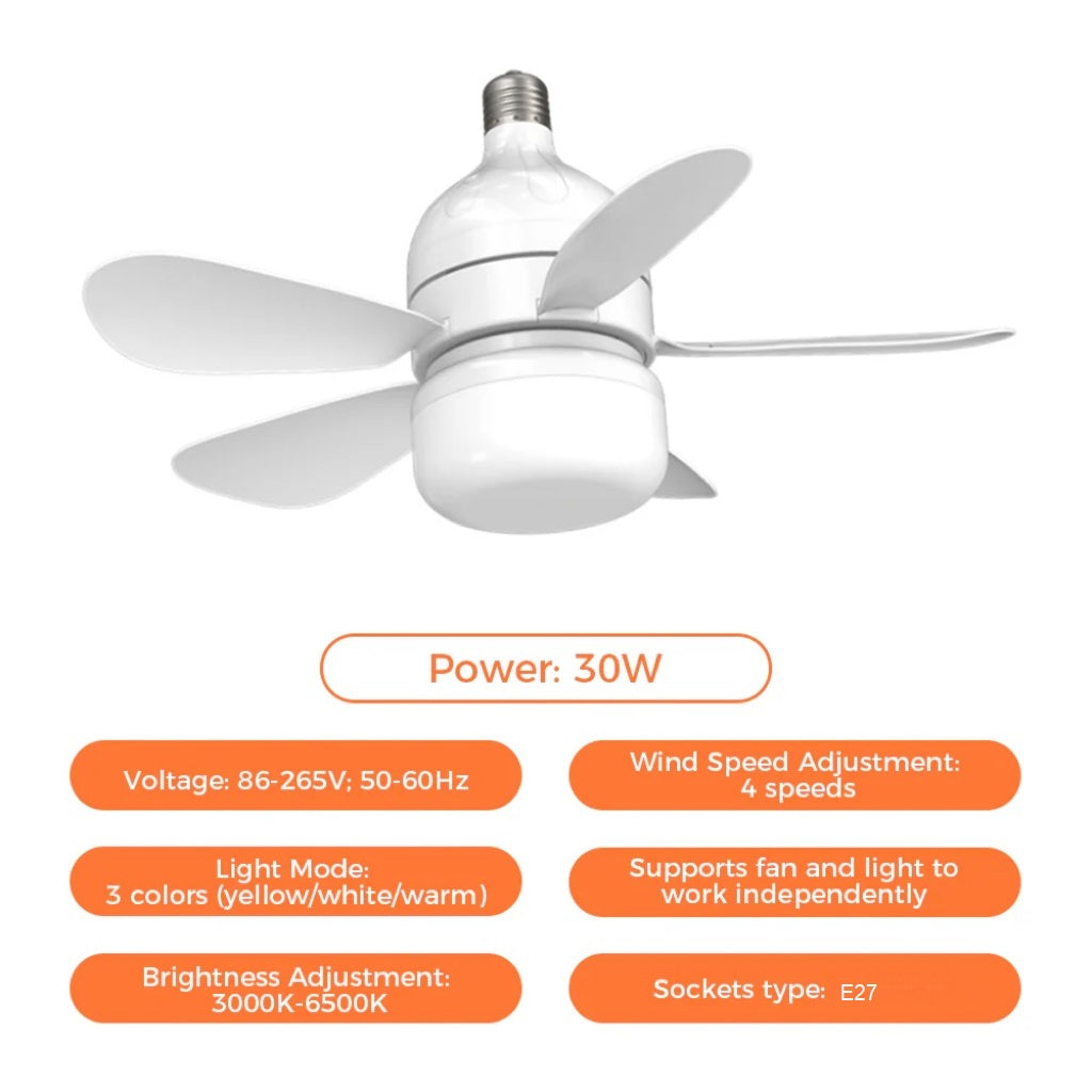 2-in-1 LED Ceiling Fan Light with Remote Control, E27/B22 Base | Stornfield