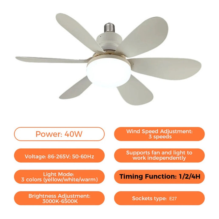 2-in-1 LED Ceiling Fan Light with Remote Control, E27/B22 Base | Stornfield