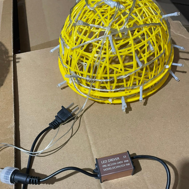 Modern Art Deco Solar Waterproof Weaving Ball Hanging PVC Plastic LED Outdoor Light Landscape Lighting For Garden | Stornfield