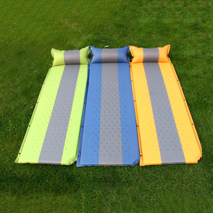 self-inflating camping sleeping pad with integrated pillow and waterproof foam core Stornfield