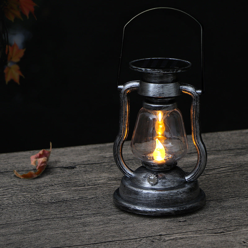 Antique-Inspired Solar LED Lantern With Glass Globe And Metal Handle Stornfield