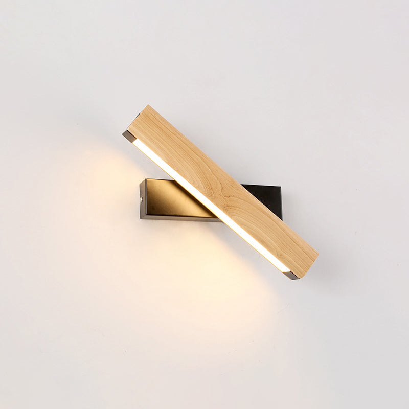 Linear Reading Wall Light Modern Wooden Rotatable LED Bedroom Sconce Lighting Fixture | Stornfield