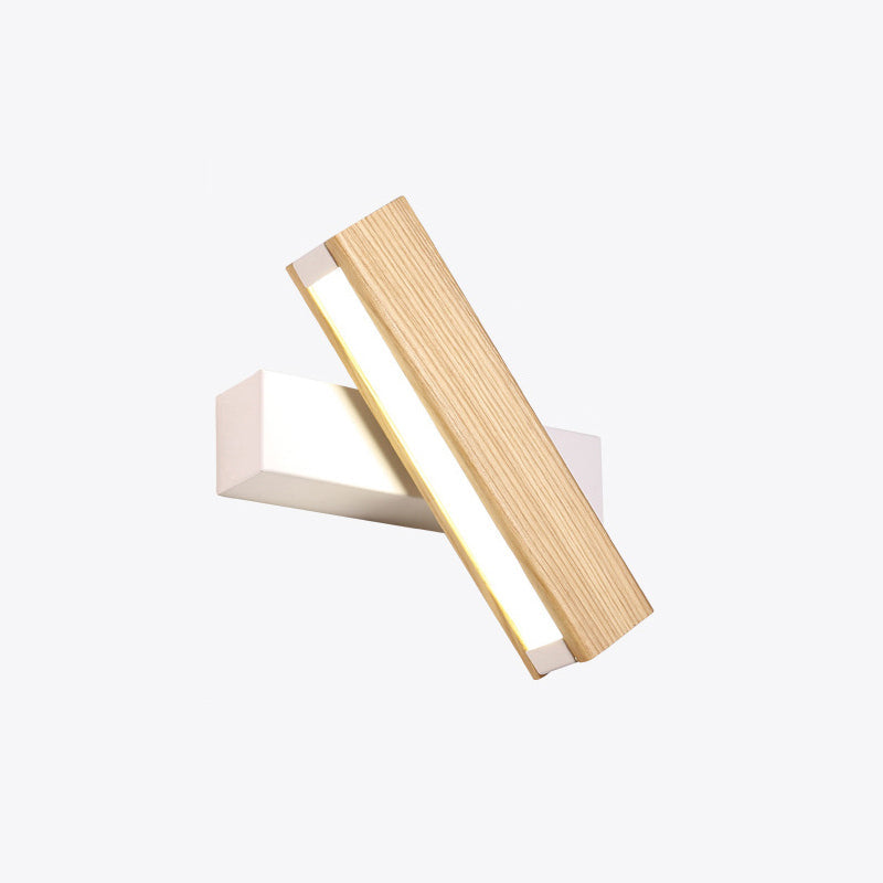 Linear Reading Wall Light Modern Wooden Rotatable LED Bedroom Sconce Lighting Fixture | Stornfield