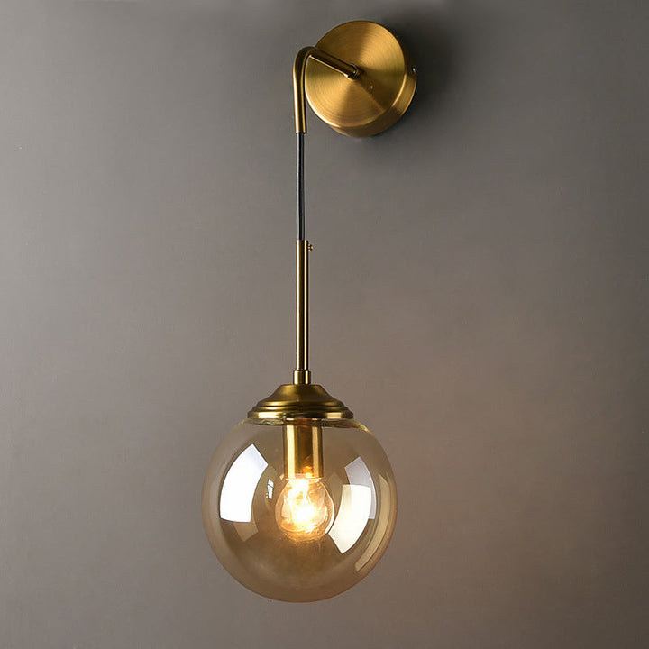 Globe Glass Wall Mount Light Fixture Contemporary 1 Head Gold Wall Lighting for Bedroom | Stornfield