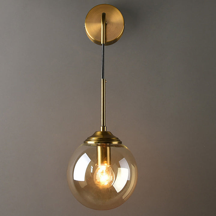 Globe Glass Wall Mount Light Fixture Contemporary 1 Head Gold Wall Lighting for Bedroom | Stornfield