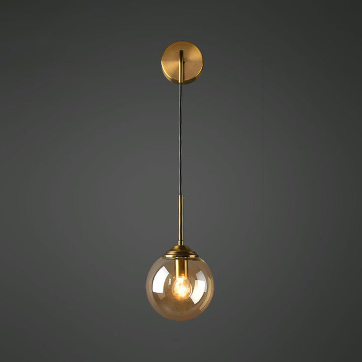 Globe Glass Wall Mount Light Fixture Contemporary 1 Head Gold Wall Lighting for Bedroom | Stornfield