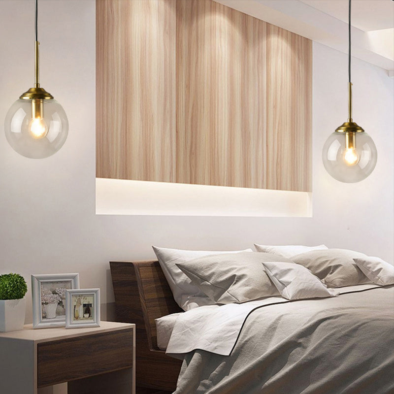 Globe Glass Wall Mount Light Fixture Contemporary 1 Head Gold Wall Lighting for Bedroom | Stornfield